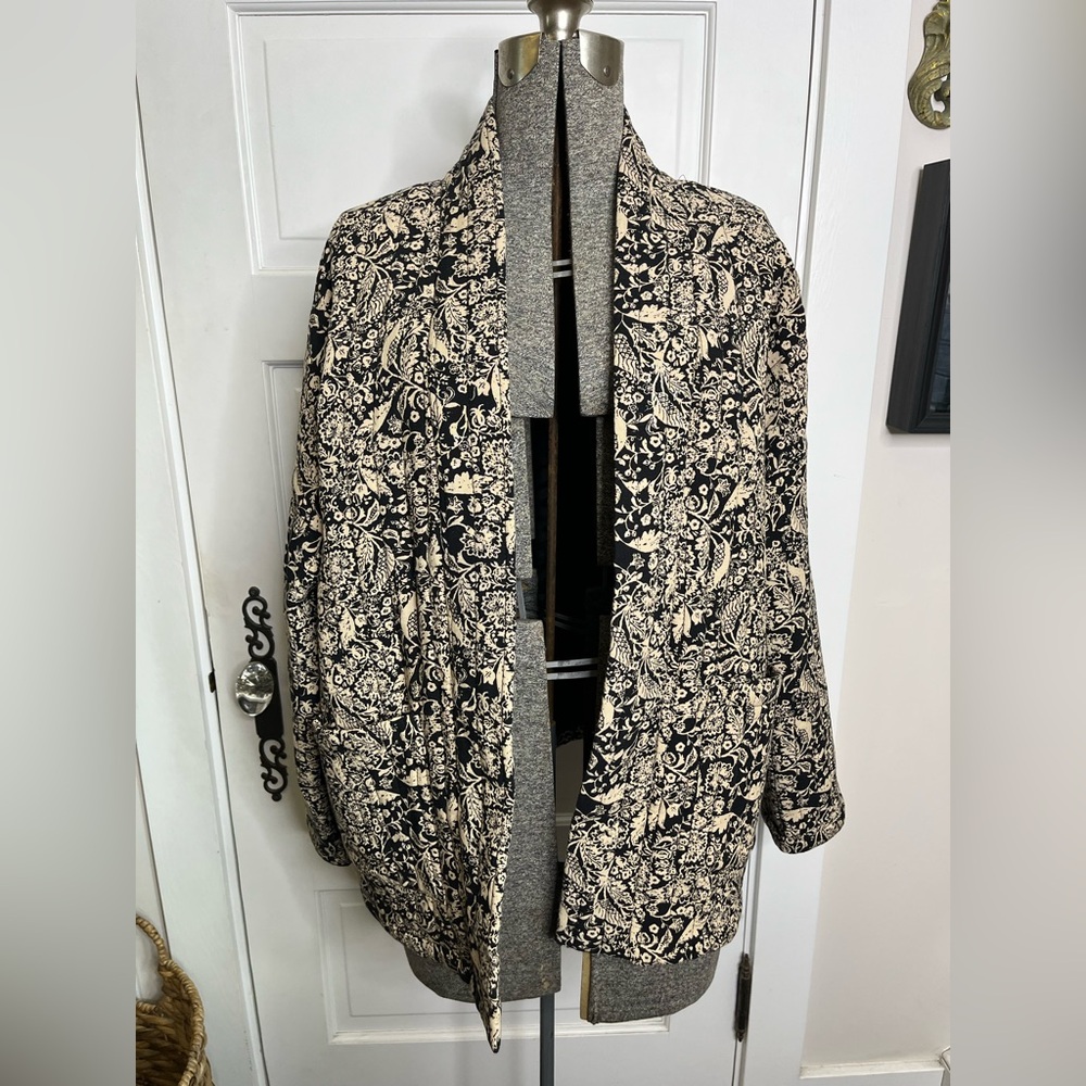 Floral Black and Cream Quilted Women's Jacket